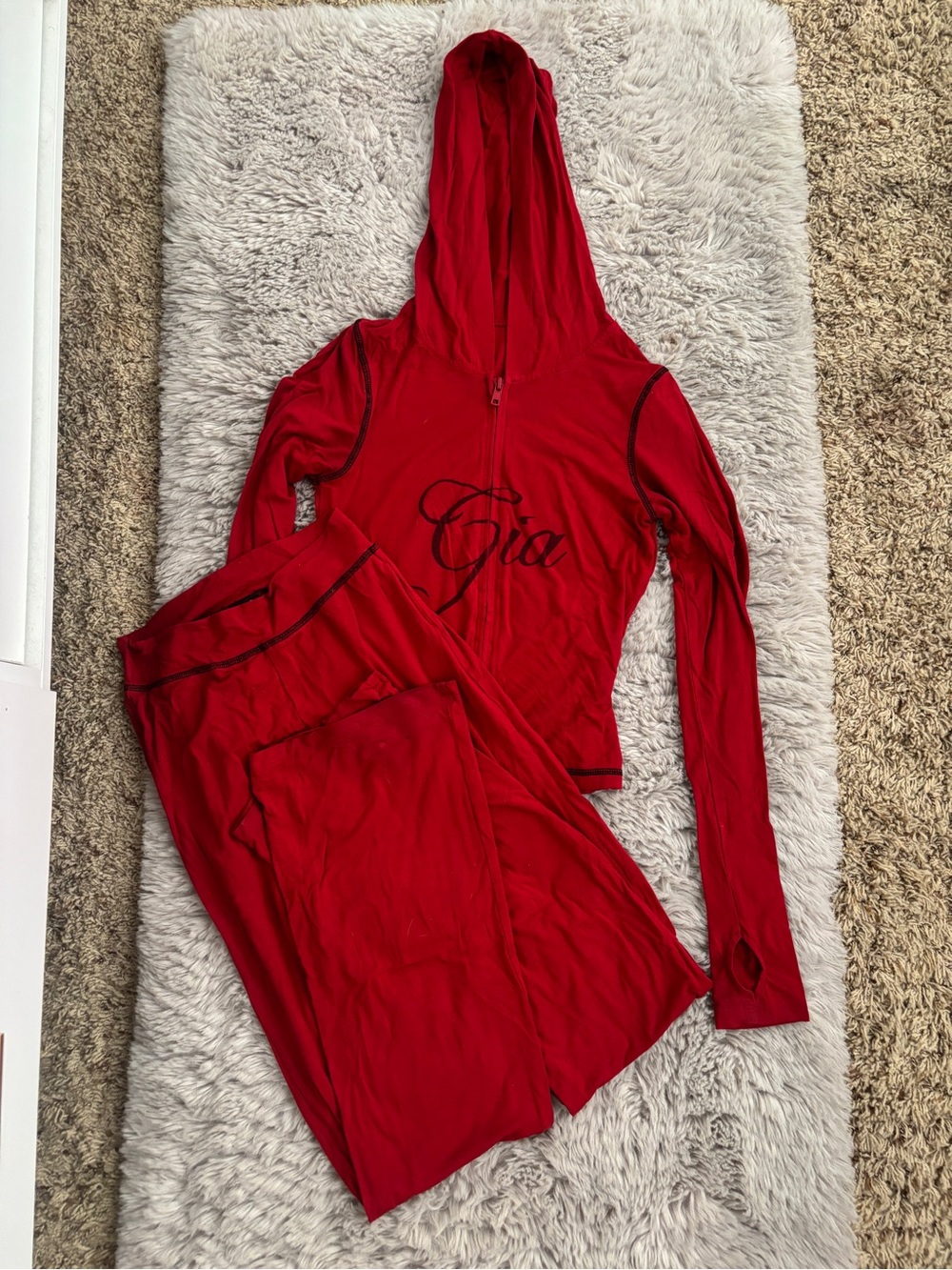 I.AM.GIA Red Hooded Zip Lounge Set